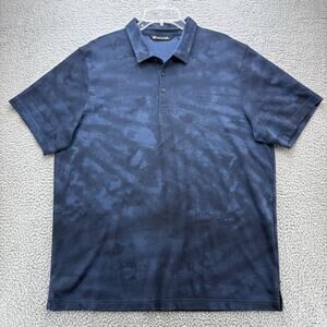 Travis Mathew Polo Shirt Mens XL Blue Tie Dye Golf Performance